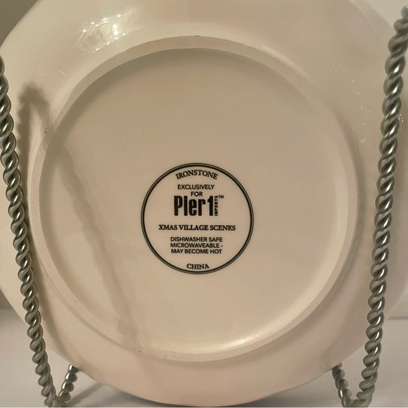 Pier 1  Xmas Village Scenes 8” Bowls Toy Store Christmas Ironstone Set of 2 - Picture 3 of 9